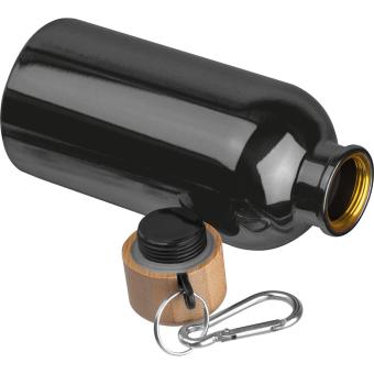 Edelstahltrinkflasche mit Karabiner, 400ml Schwarz