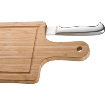 Bamboo chopping board with knife Brown