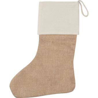 Weihnachtssocke aus Jute Beige