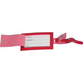 Faux leather luggage tag Red