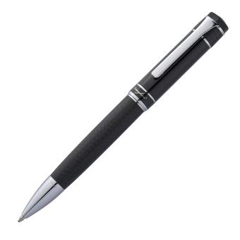 Ferraghini ball pen with twist mechanism with cloth cover in artificial leather case Black