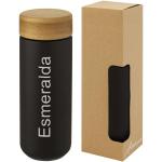 Lumi 300 ml ceramic tumbler with bamboo lid Black