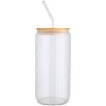 Mirage 500 ml einwandiges Glas aus Borosilikatglas mit Bambusdeckel Transparent