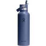 Hydro Flask Standard Mouth 621 ml insulated stainless steel water bottle with straw cap Corporate blue
