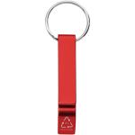 Tao RCS recycled aluminium bottle and can opener with keychain Red