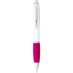 Nash ballpoint pen with white barrel and coloured grip (black ink) Pink/white