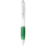 Nash ballpoint pen white barrel and coloured grip White/green