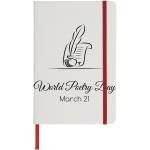 Spectrum A5 white notebook with coloured strap White/red