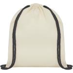 Oregon 100 g/m² cotton drawstring bag with coloured cords 5L, nature Nature,black