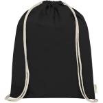 Orissa 140 g/m² GOTS organic cotton drawstring bag 5L Black