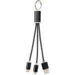 Metal 3-in-1 charging cable with keychain Black