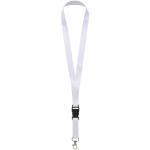 Bucks recycled PET lanyard with safety buckle, black/white Black/white | 10mm