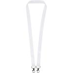 Leia Sublimation RPET-Lanyard mit 2 Metallhaken, weiß Weiß | 10mm