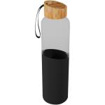 SCX.design D21 550 ml Borosilikat Glasflasche mit recycelter Silikonhülle und Bambusdeckel Schwarz