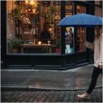 Citizen Green Ondee 22" faltbarer Regenschirm aus recyceltem Material Navy