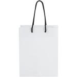 Handgefertigte 170 g/m² Integra-Papiertüte mit Kunststoffgriffen – mittel Weiß/schwarz