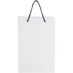 Handgefertigte 170 g/m² Integra-Papiertüte mit Kunststoff Kordelgriffen – 24 × 9 × 36 cm Weiß/schwarz