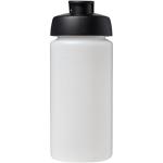 Baseline® Plus grip 500 ml Sportflasche mit Klappdeckel Transparent schwarz