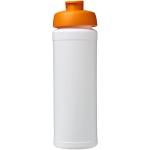 Baseline® Plus grip 750 ml Sportflasche mit Klappdeckel Weiß/orange