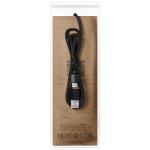 SCX.design C38 5-in-1 rPET light-up logo charging cable with squared wooden casing Blue