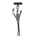 XD Xclusive Terra 60Wduales Ladekabel aus RCS recyceltem PET mit Lanyard Grau/schwarz