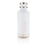 XD Collection Auslaufsichere Vakuumflasche mit Logoplatte Weiß