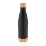 XD Collection Vacuum stainless steel bottle with bamboo lid and bottom Black