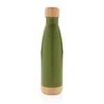 XD Collection Vacuum stainless steel bottle with bamboo lid and bottom Green