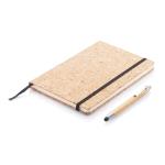 XD Collection Kork A5 Notizbuch mit Bambus Stift und Stylus Braun