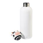 ZooSip kids insulated bottle, cow White/blue pusher