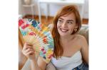 Made to order - Hand fan wood & R-PET all over print Transparent white