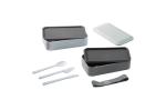 Bento box mit Besteck 1250ml Dunkelgrau/weiß