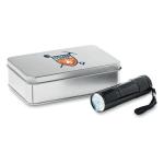 LED PLUS LED torch in tin box Black