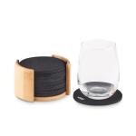 BAHIA RPET coasters in bamboo holder Timber