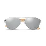 HONIARA Sonnenbrille Bambus Silber glänzend