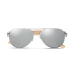 HONIARA Sonnenbrille Bambus Silber glänzend