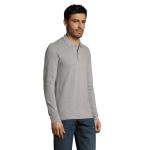 PERFECT LSL MEN PERFECT MEN LSL POLO 180g, Grey melange Grey melange | L