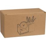 Stifteköcher aus Bambus mit analoger Uhr Beige