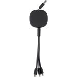retractable charging cable with bamboo decoration Black