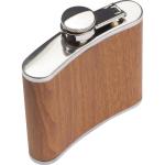 Stainless steel hip flask with wooden coating Brown