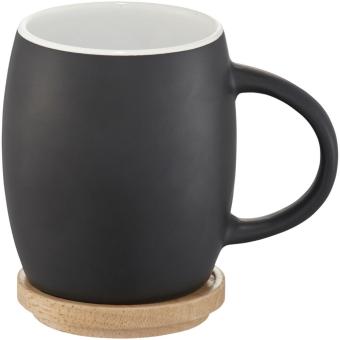 Hearth 400 ml ceramic mug with wooden coaster 