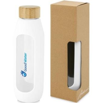 Tidan 600 ml borosilicate glass bottle with silicone grip White