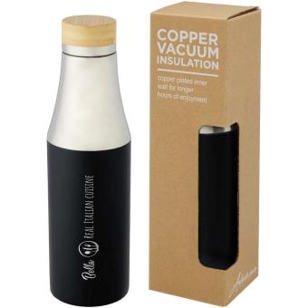 Hulan 540 ml copper vacuum insulated stainless steel bottle with bamboo lid Black