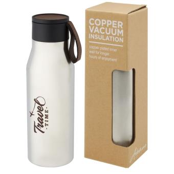 Ljungan 500 ml Kupfer-Vakuum Isolierflasche mit PU Kunststoffband und Deckel Silber