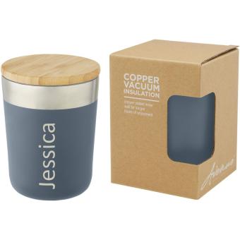 Lagan 300 ml copper vacuum insulated stainless steel tumbler with bamboo lid Skyblue