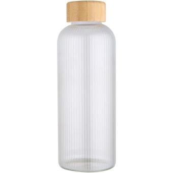 Mirage 650 ml einwandige Trinkflasche aus Borosilikatglas mit Bambusdeckel Transparent