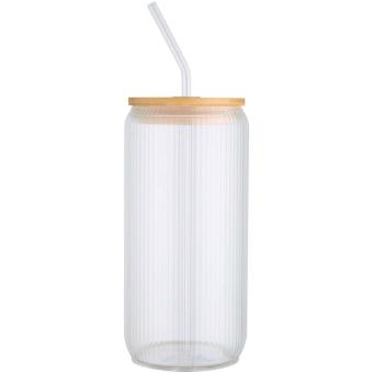 Mirage 500 ml einwandiges Glas aus Borosilikatglas mit Bambusdeckel Transparent
