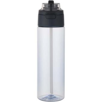 Theron 700 ml RCS recycled plastic water bottle with dual function lid and flip straw Light blue/blue pusher