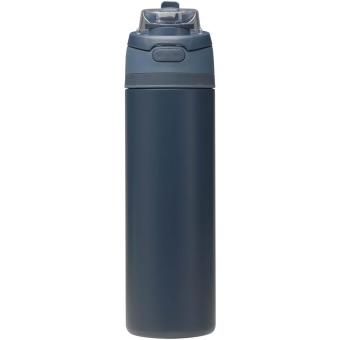 Theron 800 ml RCS recycled single wall stainless steel water bottle with dual function lid Navy