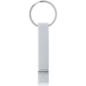 Tao RCS recycled aluminium bottle and can opener with keychain Silver